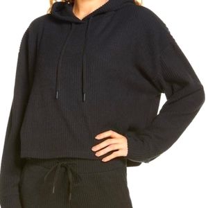 NWT Zella Sloane Cozy Ribbed Black Hoodie Women's Plus Size 3X Nordstrom